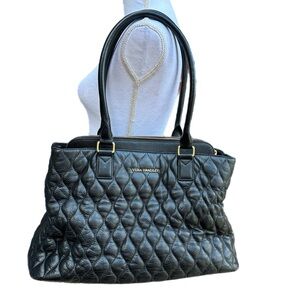 NWOT Vera Bradley Quilted Leather Emma Satchel in Black